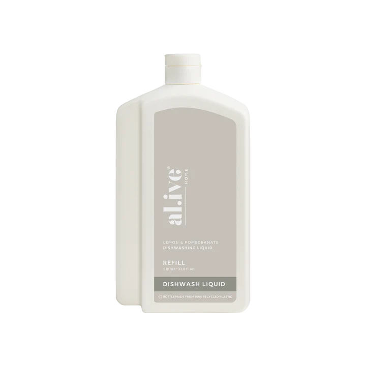 Refill your Lemon & Pomegranate Dish Wash bottle with our 1 L Dish Wash Refill. This sustainable refill solution is designed to reduce waste and offer a practical, eco-friendly way to top up your favourite al.ive body essential.