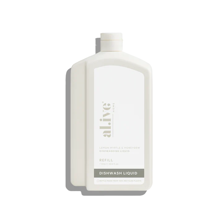 Refill your Lemon Myrtle & Honeydew Dish Wash bottle with our 1 L Dish Wash Refill. This sustainable refill solution is designed to reduce waste and offer a practical, eco-friendly way to top up your favourite al.ive body essential.
