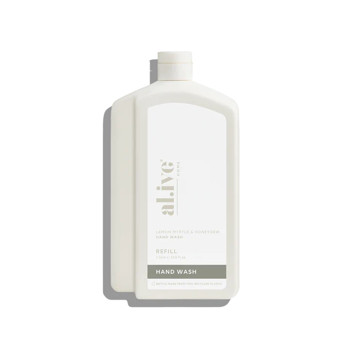 Refill your Lemon Myrtle & Honeydew Hand Wash bottle with our 1 L Hand Wash Refill. This sustainable refill solution is designed to reduce waste and offer a practical, eco-friendly way to top up your favourite al.ive body essential.
