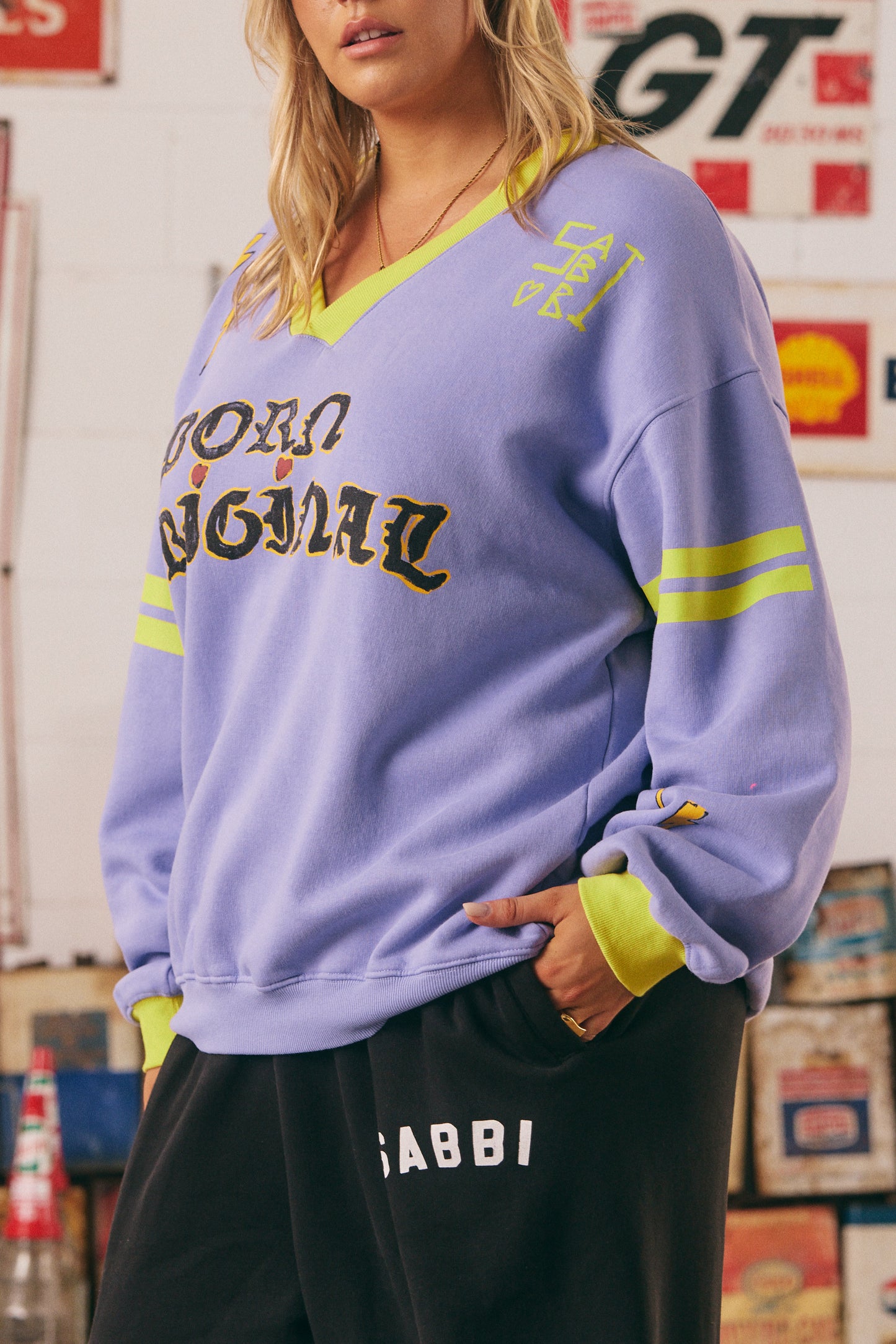 THE BORN ORIGINAL JUMPER- CHARTREUSE & LILAC