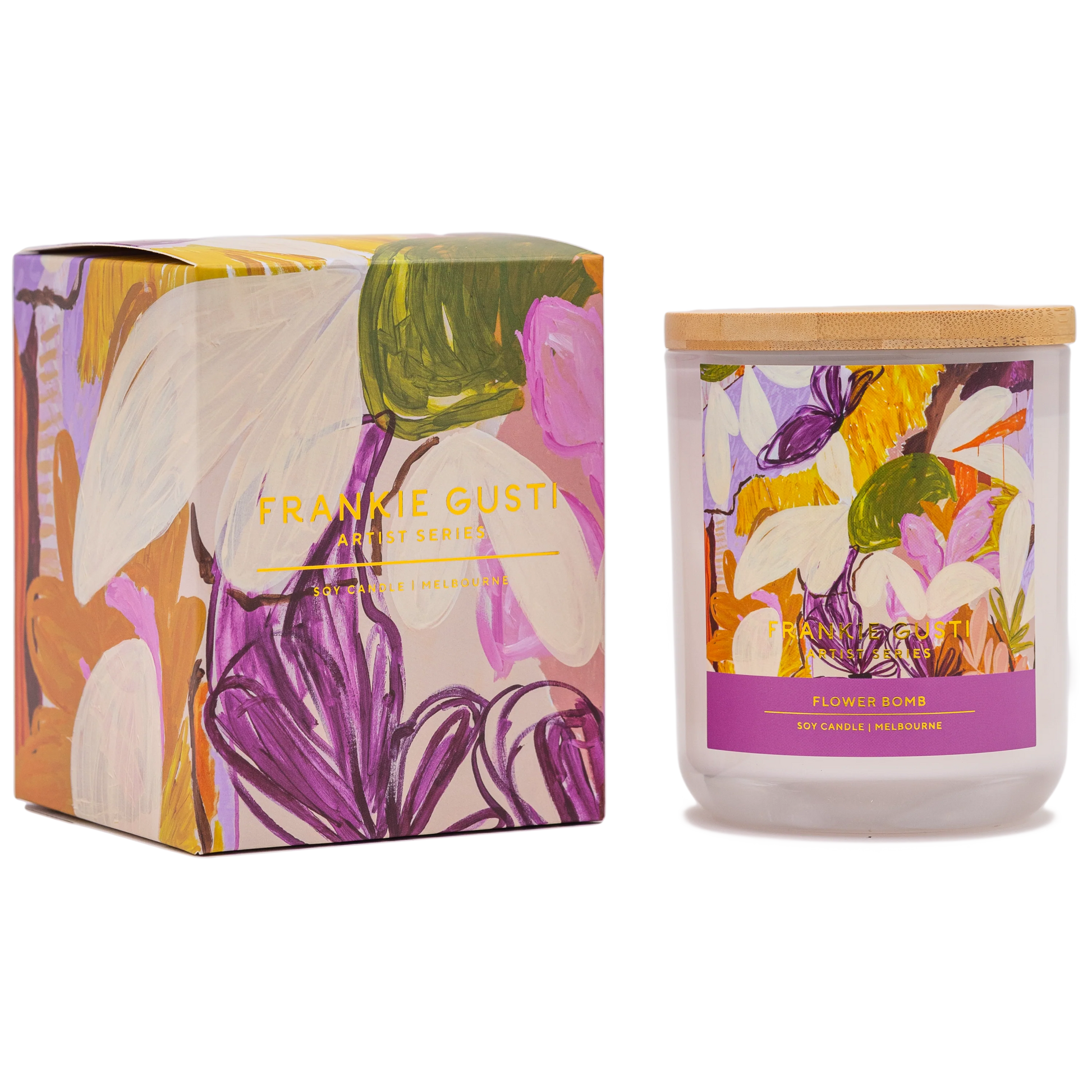 A magic garden of jasmine, ylang ylang + huckleberry, with fresh bursts of lemon + bergamot, finished with creamy sandalwood, tonka bean, madagascan vanilla, and sweet amber.
Artwork by Kate Mayes