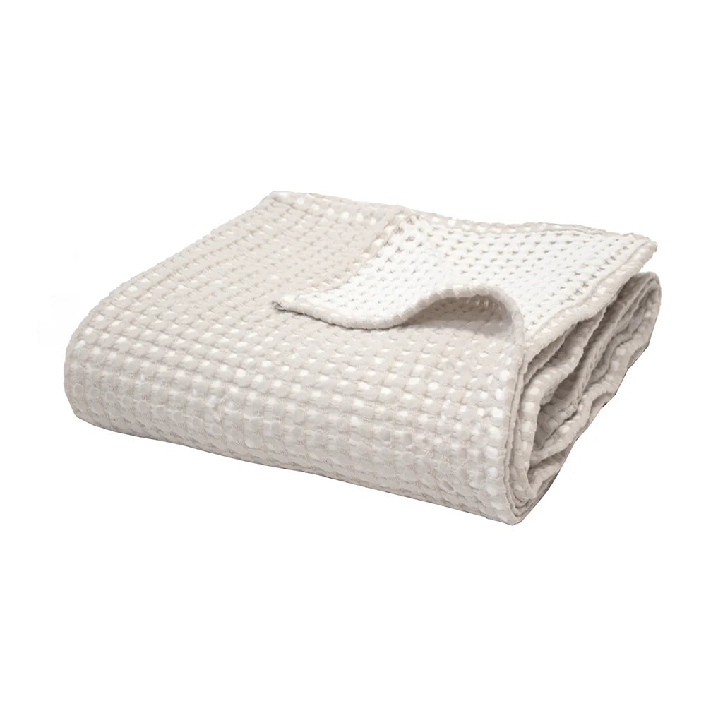 If it's beautiful texture you want, then it's hard to walk past the Bambury Endor range, made from a two-toned cotton waffle fabric. The throw is reversible, with one colour more dominant on the front and the other colour more dominant on the reverse.