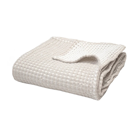 If it's beautiful texture you want, then it's hard to walk past the Bambury Endor range, made from a two-toned cotton waffle fabric. The throw is reversible, with one colour more dominant on the front and the other colour more dominant on the reverse.