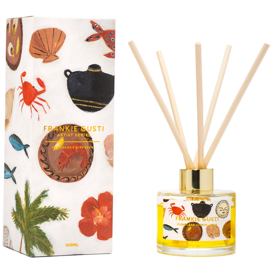 An intriguing blend of olive leaf and thyme intertwined with uplifting bergamot, crushed lime and subtle notes of sea salt, saffron and moody amber.
Artwork by Gabrielle Diamantis
100mls
4-6 months use
Cruelty free + vegan|
High quality fragrance oil
Natural reeds
Hand poured in the Yarra Valley | Melbourne