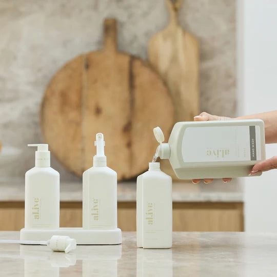 Refill your Lemon Myrtle & Honeydew Hand Wash bottle with our 1 L Hand Wash Refill. This sustainable refill solution is designed to reduce waste and offer a practical, eco-friendly way to top up your favourite al.ive body essential.