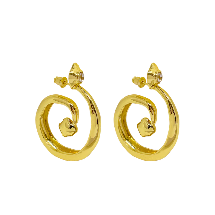These beauties boast ethereal beauty and earthy grounding, the GAIA Earrings in Gold will have you feeling like a sophisticated goddess. Inspired by the beauty of natural stone and the fluidity of water, these chic hoop style earrings feature an elegant spiral motif that adds a chic touch to any look, and displaying faceted sparkling White CZ stones. A must-have for those who are looking to effortlessly standout.