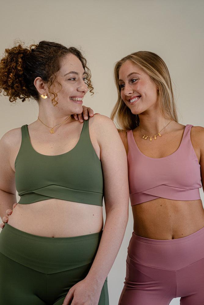 The bra's sexy V-back design will captivate you, while the crossover fabric with enclosed elastic at the front enhances this activewear masterpiece's versatility and comfort. High-quality stitching ensures durability, whether you're crushing your gym goals, perfecting your yoga poses, or rocking a casual street look, the Jungle Green Bruna Sports Bra is your trusted companion.