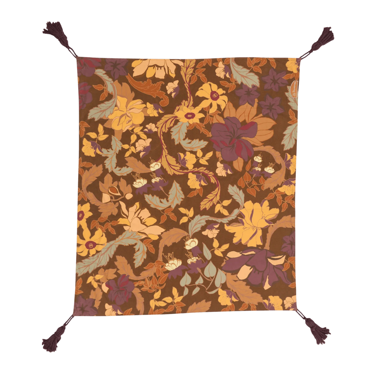 The Wandering Folk Flora Plum Rug is made from 100% cotton canvas with our signature waterproof base and tassels, we have magnified the delicate intricacies of our hand-drawn design to create an impression of magnificence and opulence. The colour palette revolves around the rich plum fruit - an exquisite blend of deep, warm purple with subtle hints of red.