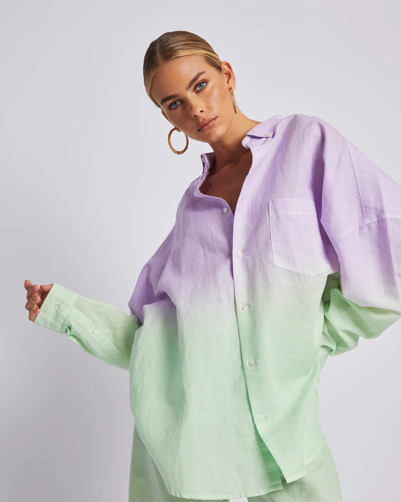 Long Sleeve Oversized Shirt - Fadey Lady