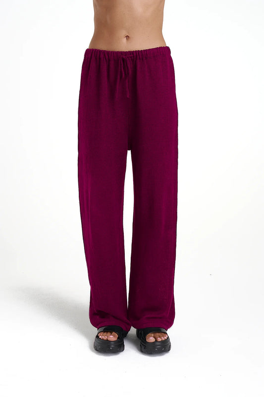 KNIT PANTS - Plum