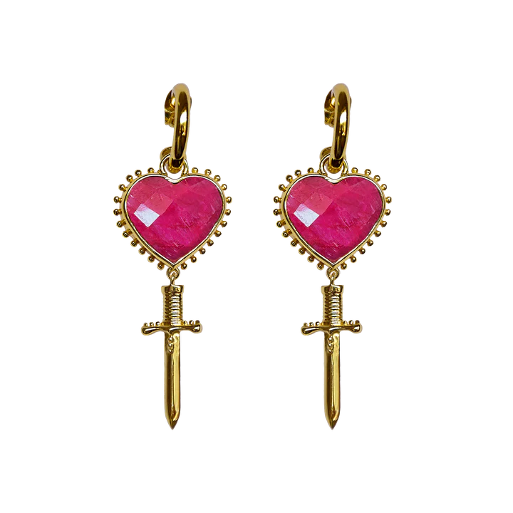 Juliet earrings - Do we even need to introduce them? The Juliets are our bestseller heart + dagger motifs, with stunning faceted stones cut to perfection. If you want a signature Mountain & Moon earring, the Juliets are your go to gal. Make it romantic and cute, the Juliets are a bit of everything