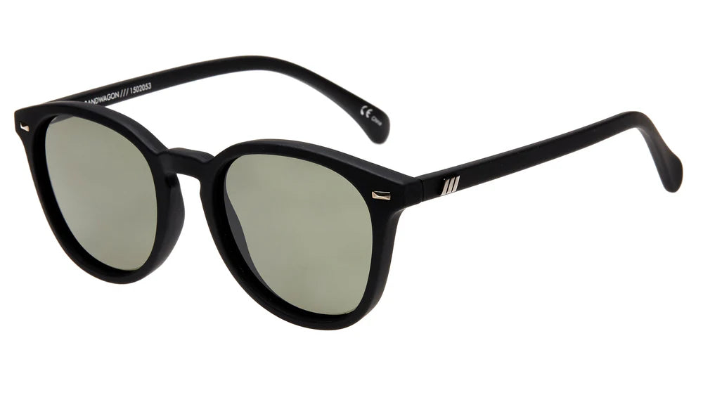 Le Specs Bandwagon 1502053 black rubber frame khaki mono lens sunglasses