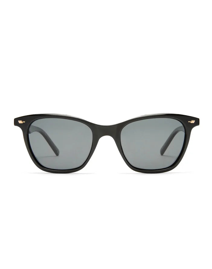 Offering a classic vintage aesthetic, these Le Specs Nonsensical Black Sunglasses are a mid-size unisex frame suited to most face shapes. Designed with subtle flagstripe rivets and vintage inspired temple shape, this style provides timeless appeal.
• Black frame with dark grey glasses
• Lightweight, durable and impact resistand polycarbonate frame
• Shatterproof and scratch resistant polycarbonate lenses
• D-frame
• Frame material: RA30 70% Recycled Acrylic
• UV protection: Category 3