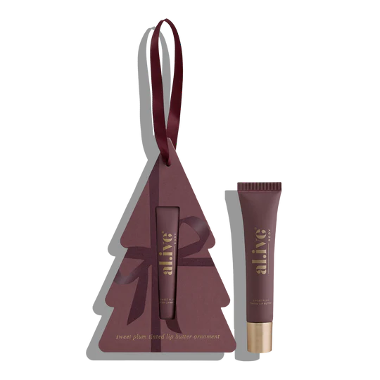 Our nourishing Lip Butter meets festive charm in this Limited Edition ornament presentation. Sweet Plum tint with Davidson Plum extract delivers colour and care while the elegant ornament design adds holiday magic to any tree.