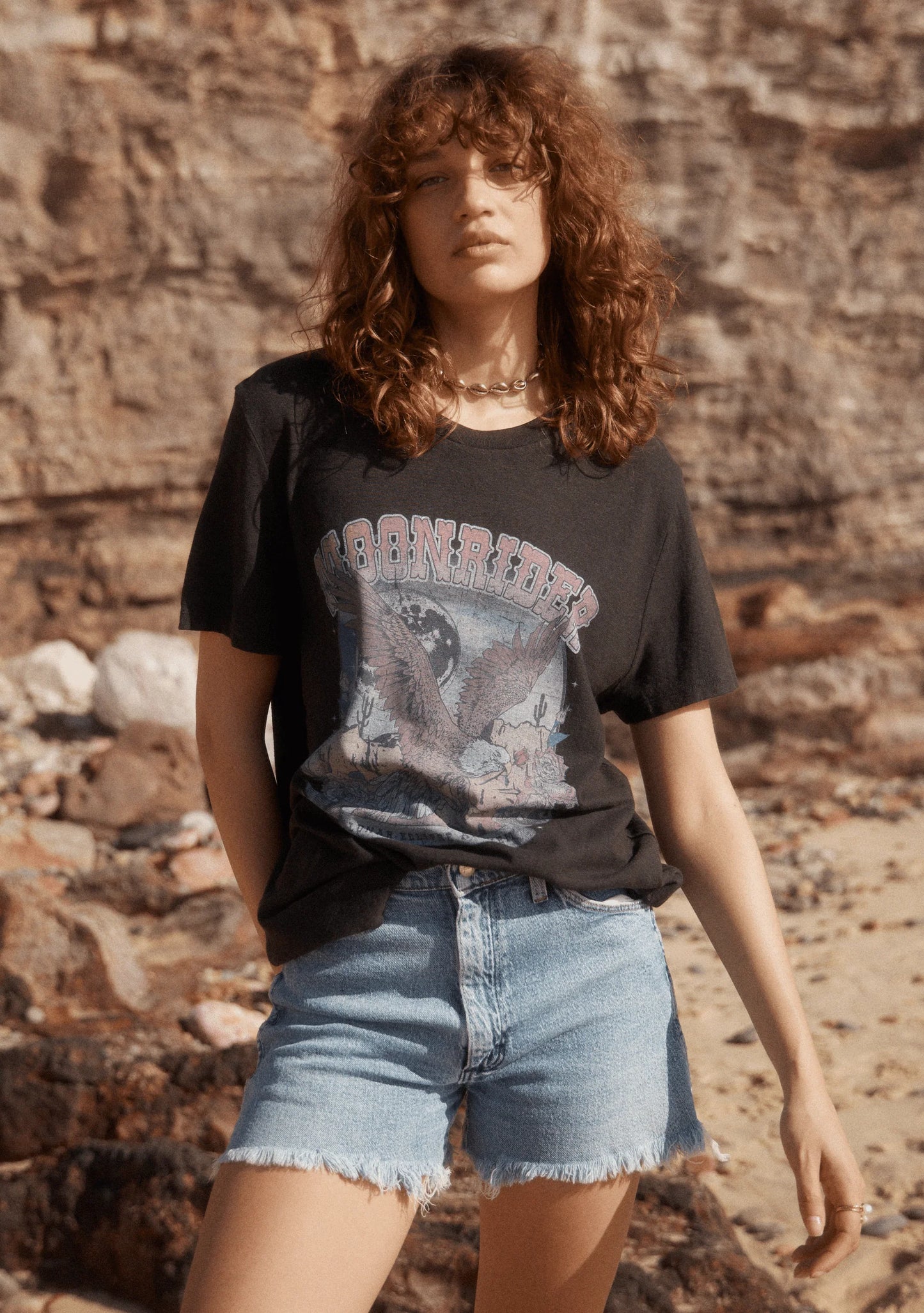 The Moonrider Classic Tee in black by Auguste the label is crafted from a soft, sustainable cotton blend. It features a crew neckline and a bold, graphic print on the front, designed by our talented team.
- Crew neckline
- Fits true to size; go with your usual
- 55% Hemp; 45% Organic Cotton
- Lightweight jersey with a soft hand feel
- Cold machine wash