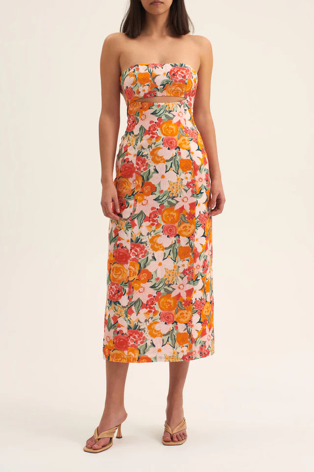 River Fitted Midi Dress Orange Blossom