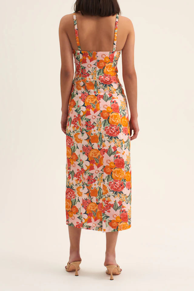 River Fitted Midi Dress Orange Blossom