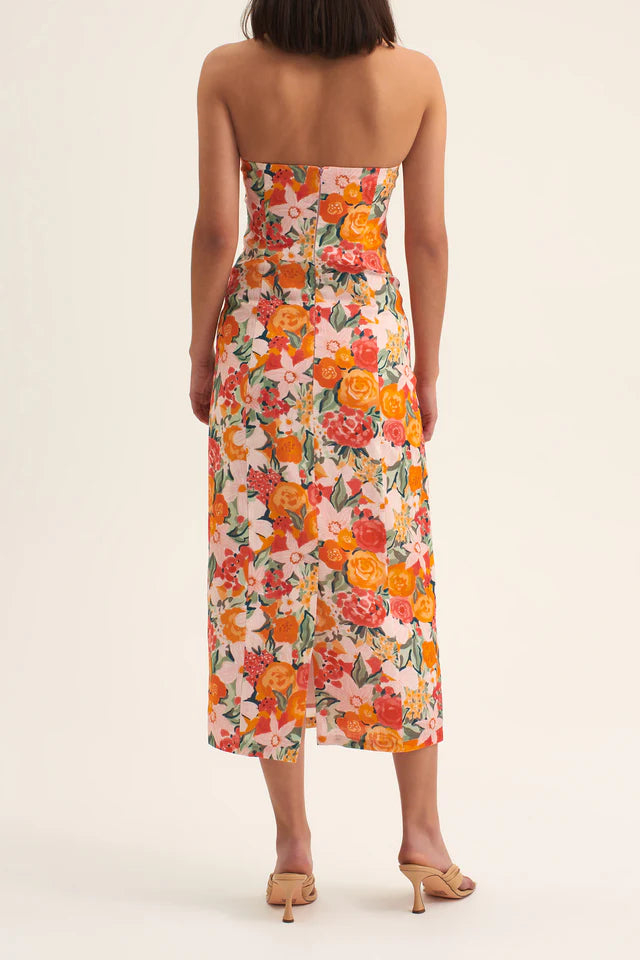 River Fitted Midi Dress Orange Blossom