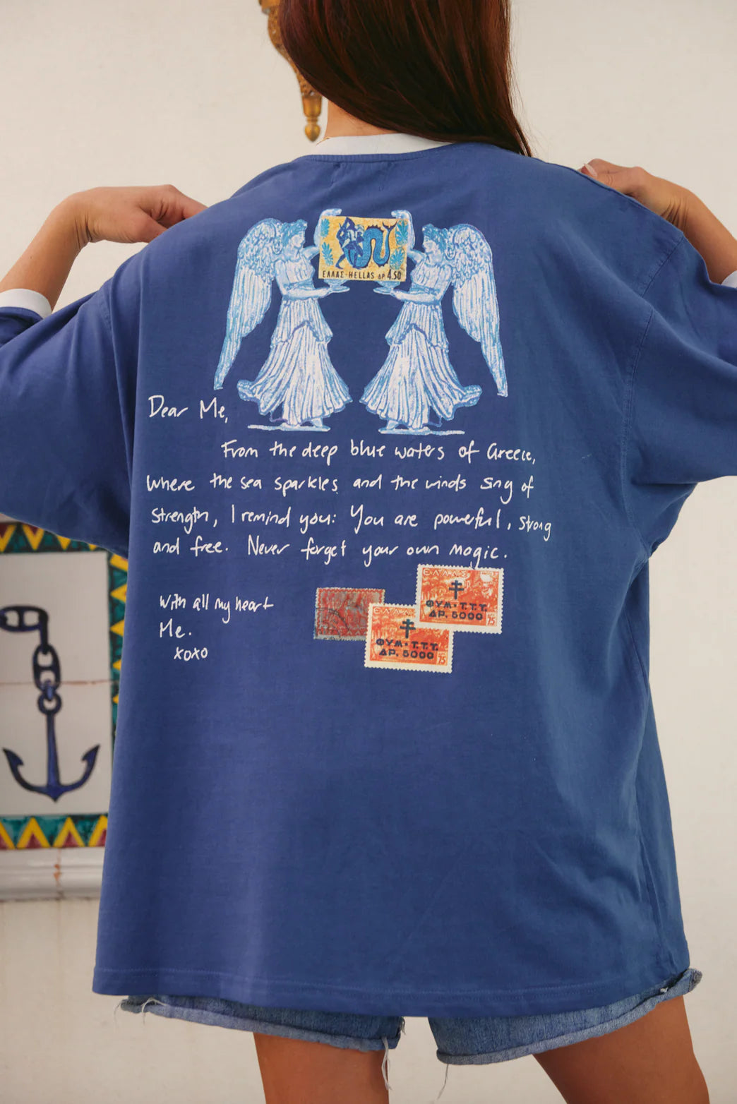 THE GREECE LOVE NOTES TEE - BLUE