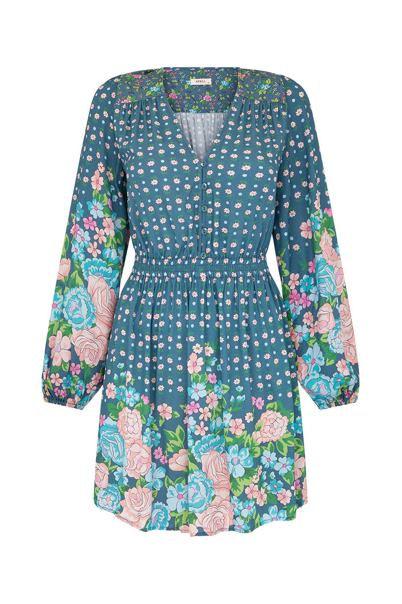 Yellow Rose Playdress Cornflower Blue