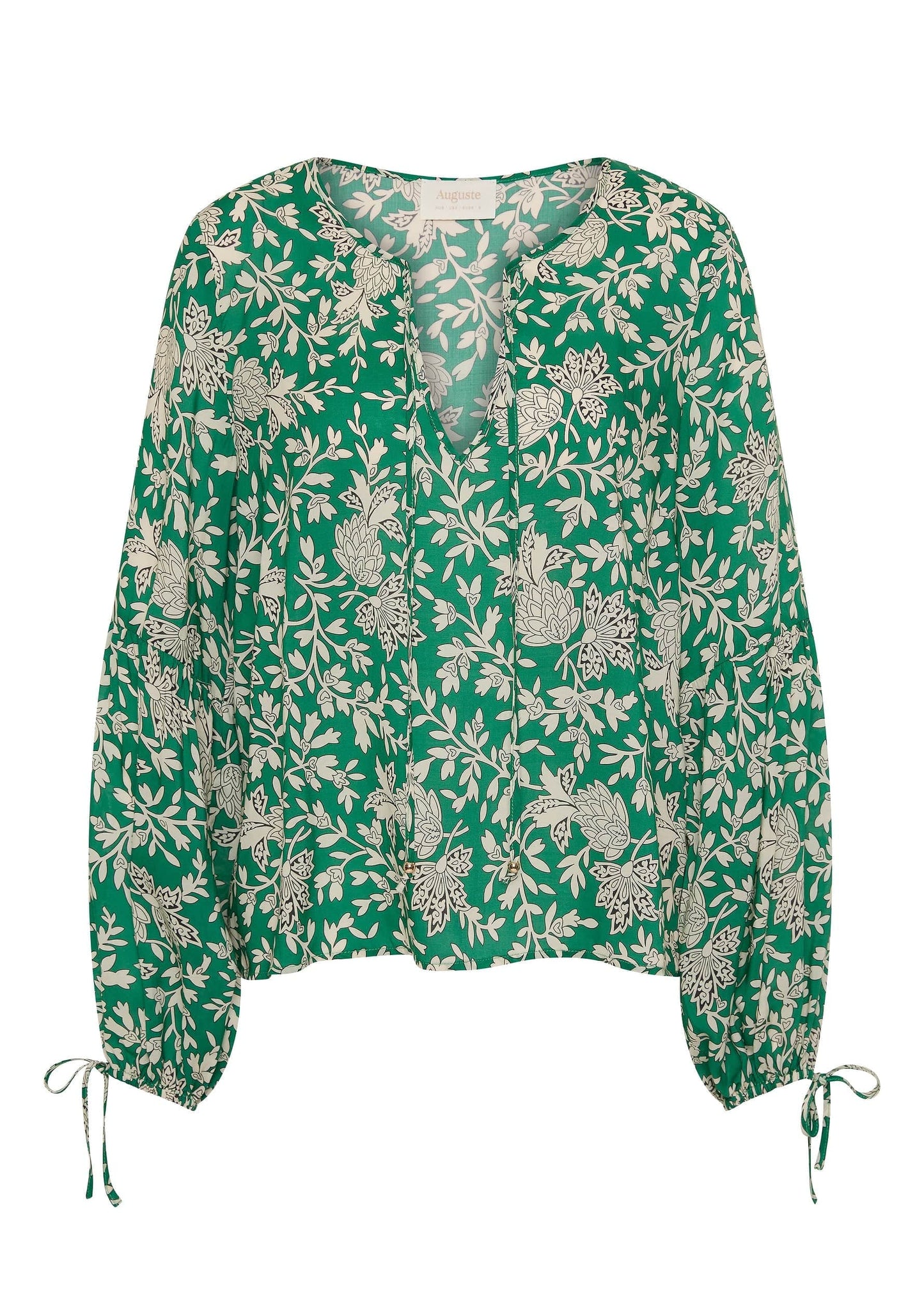 The Lennox Blouse by Auguste is crafted from soft tencel in our fresh apple green Cyrus print. It features a V-neckline with a tie detail, blouson sleeves with elasticated cuffs, making it your new go-to blouse.
- V neckline with tie detail
- Long sleeves with an elasticated cuff and tie detail
- Fits true to size, go with your usual
- 100% Tencel
- Semi-sheer, non-stretch fabric with a soft drape and hand feel
- Cold hand wash