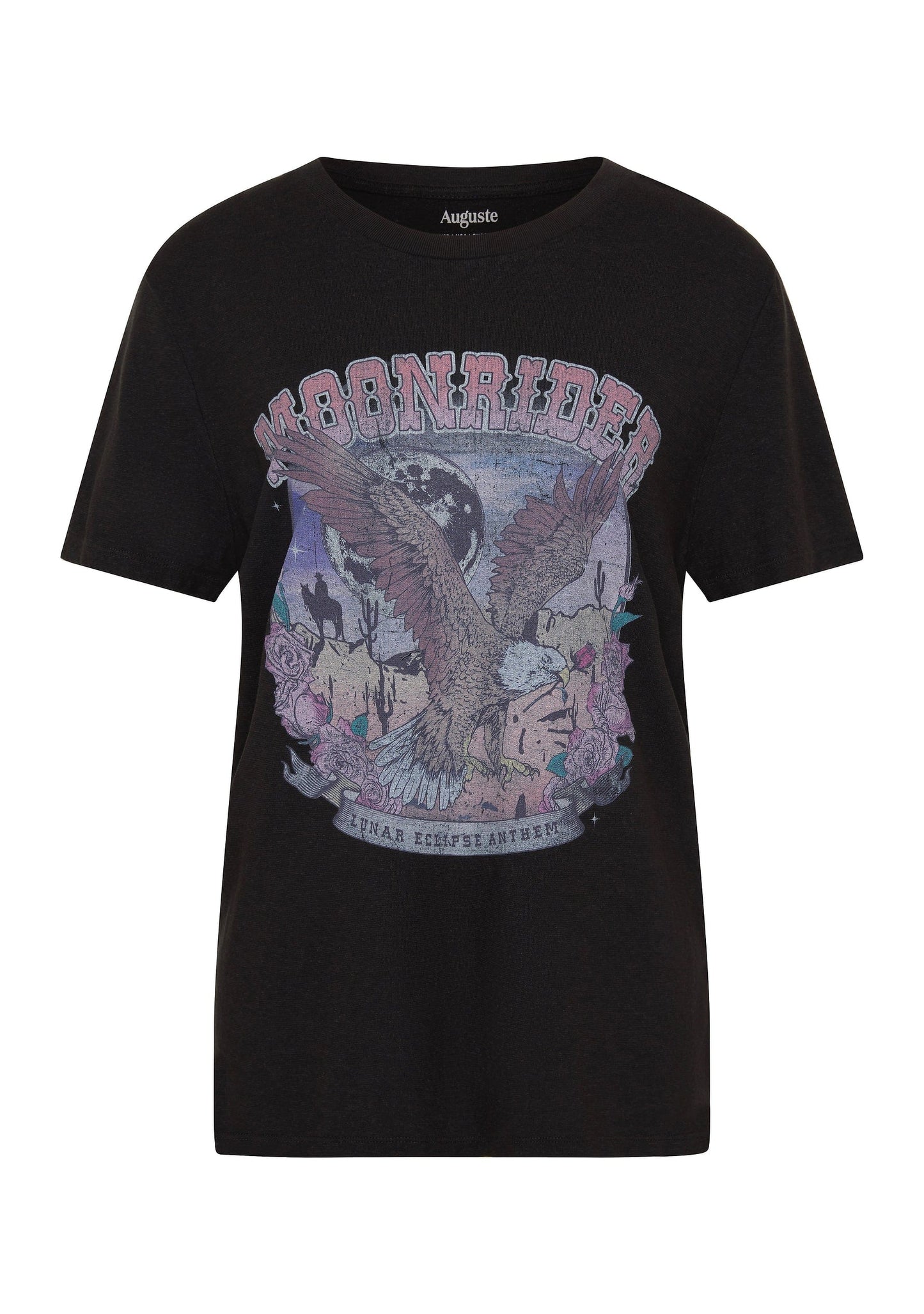 The Moonrider Classic Tee in black by Auguste the label is crafted from a soft, sustainable cotton blend. It features a crew neckline and a bold, graphic print on the front, designed by our talented team.
- Crew neckline
- Fits true to size; go with your usual
- 55% Hemp; 45% Organic Cotton
- Lightweight jersey with a soft hand feel
- Cold machine wash