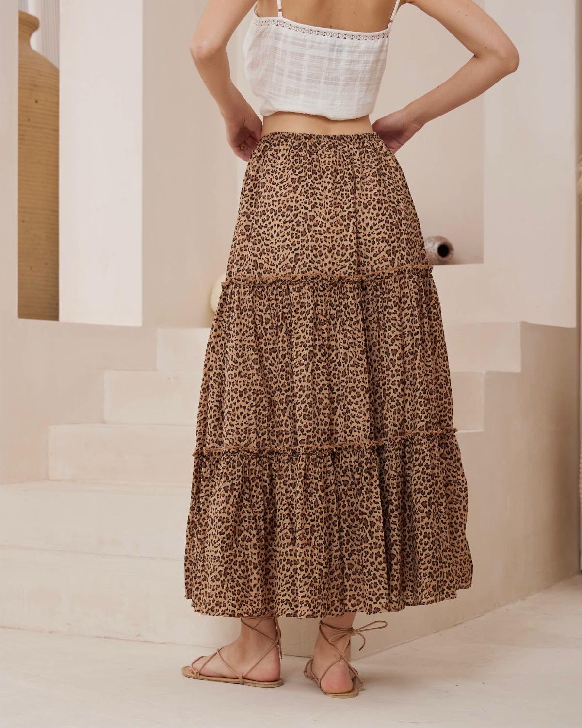 Katie Maxi Skirt - A leopard maxi with an elastic waistband, drawstring, tiered skirt and fully lined.
True to Size.