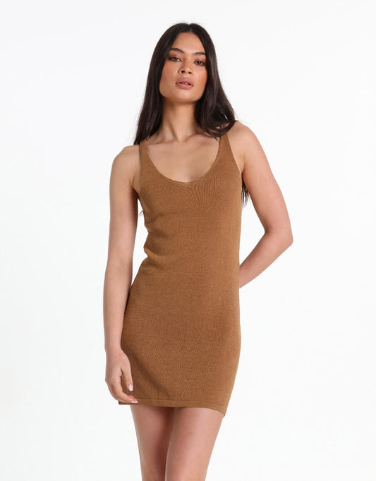 Introducing the simple and easy-to-wear Raya Knit Mini Dress by Lost In Lunar. The ultimate summer essential—perfect for effortlessly throwing over your bathers for a day at the beach or poolside.