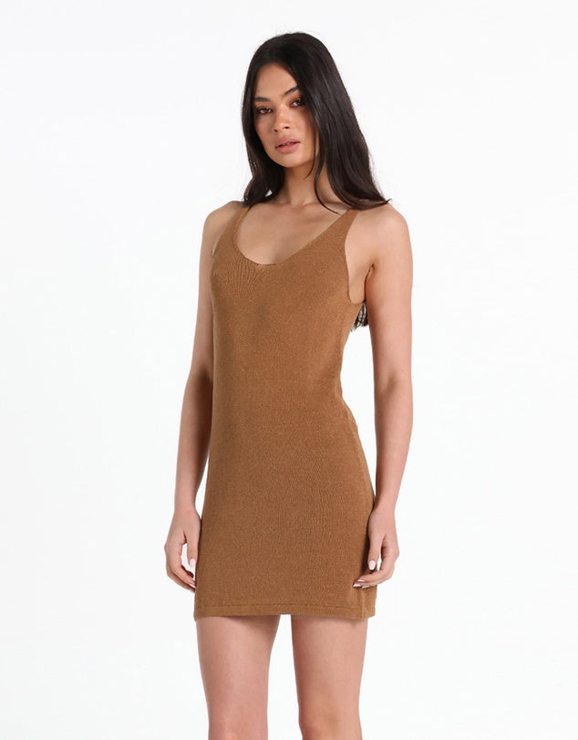 Introducing the simple and easy-to-wear Raya Knit Mini Dress by Lost In Lunar. The ultimate summer essential—perfect for effortlessly throwing over your bathers for a day at the beach or poolside.