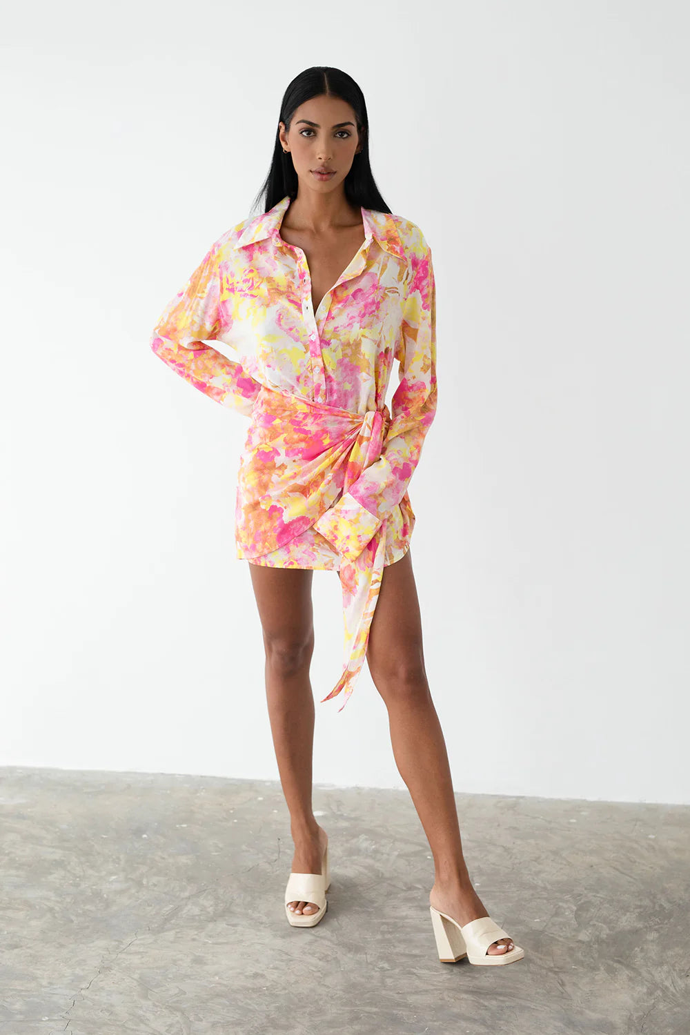 Camille Tie Dress - Aurora Pink