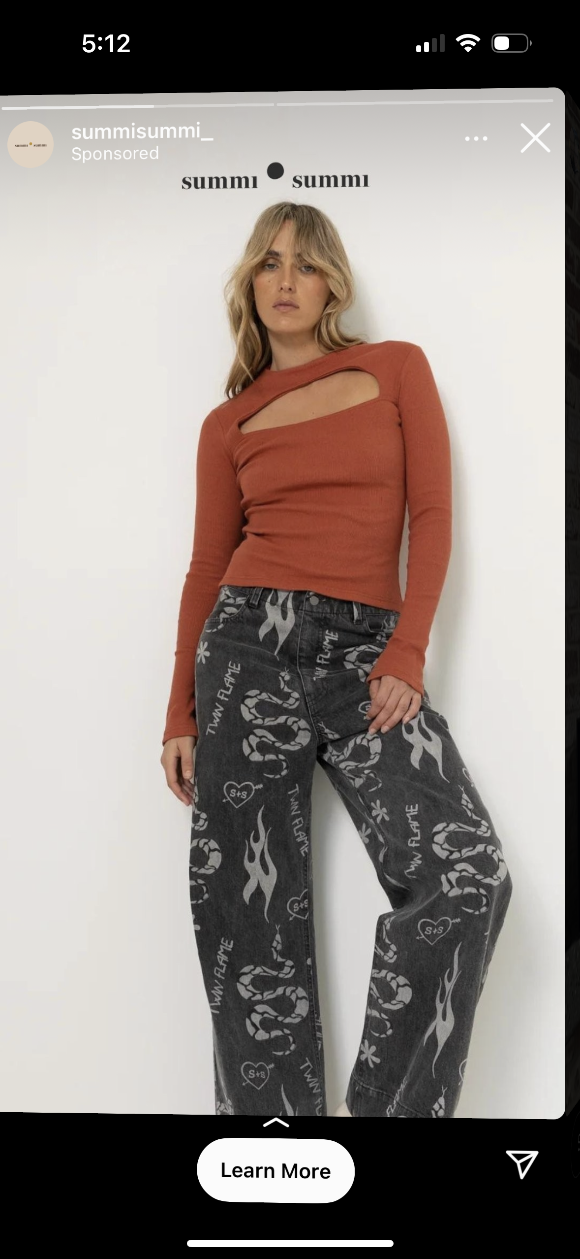 Cut out long sleeve LS top rust