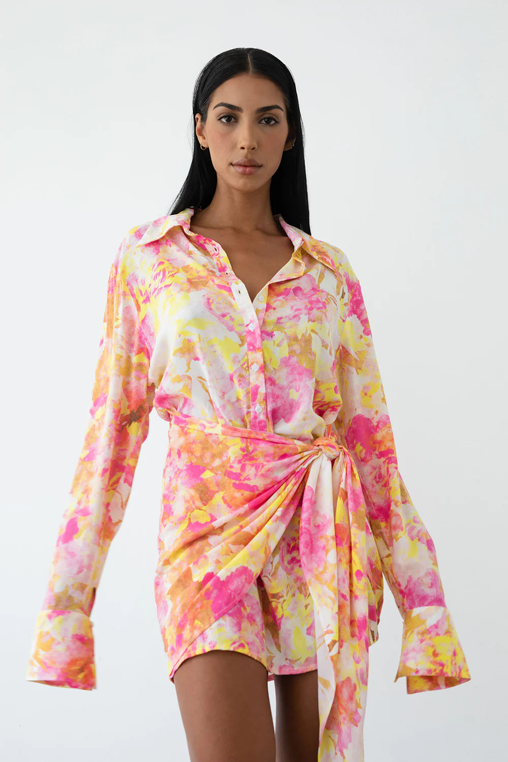Camille Tie Dress - Aurora Pink