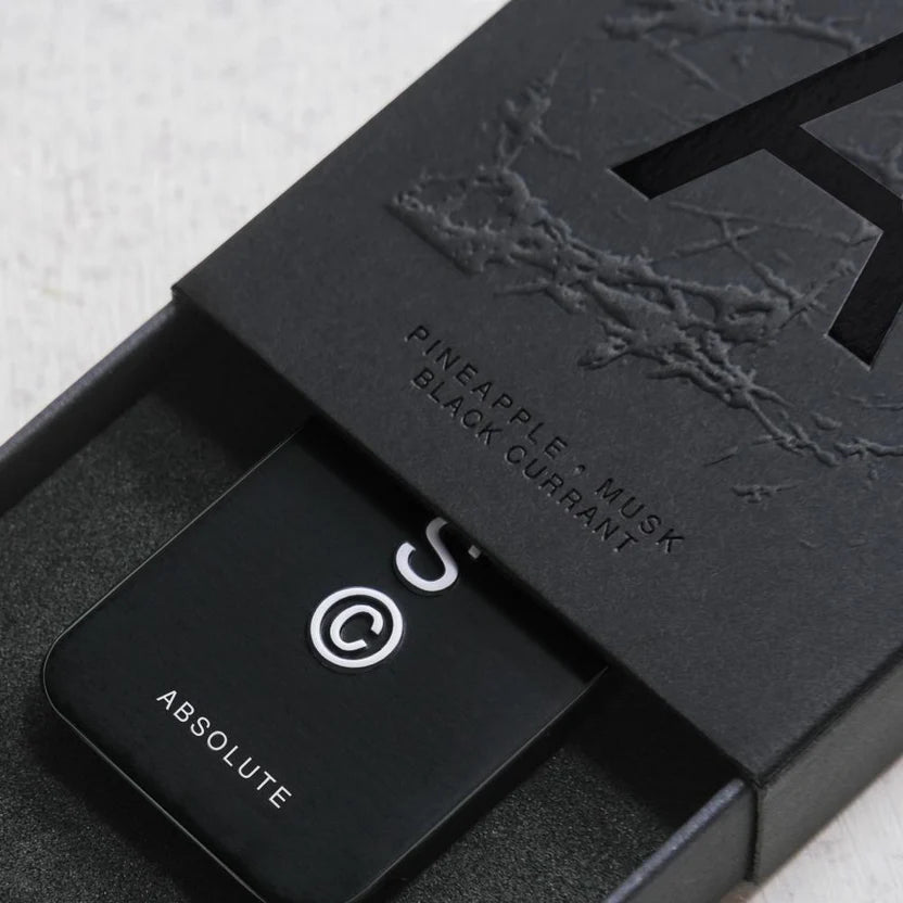 Absolute Solid Cologne - Pineapple. Musk. Blackcurrant.
Absolute is the VIP of colognes. If he were a person, he’d wear a tux — full time. He’d drive a very nice car and smoke cigars without coughing once. He’d smell sweet, sharp and strong, somehow all at the same time.
10 g / 0.35 oz