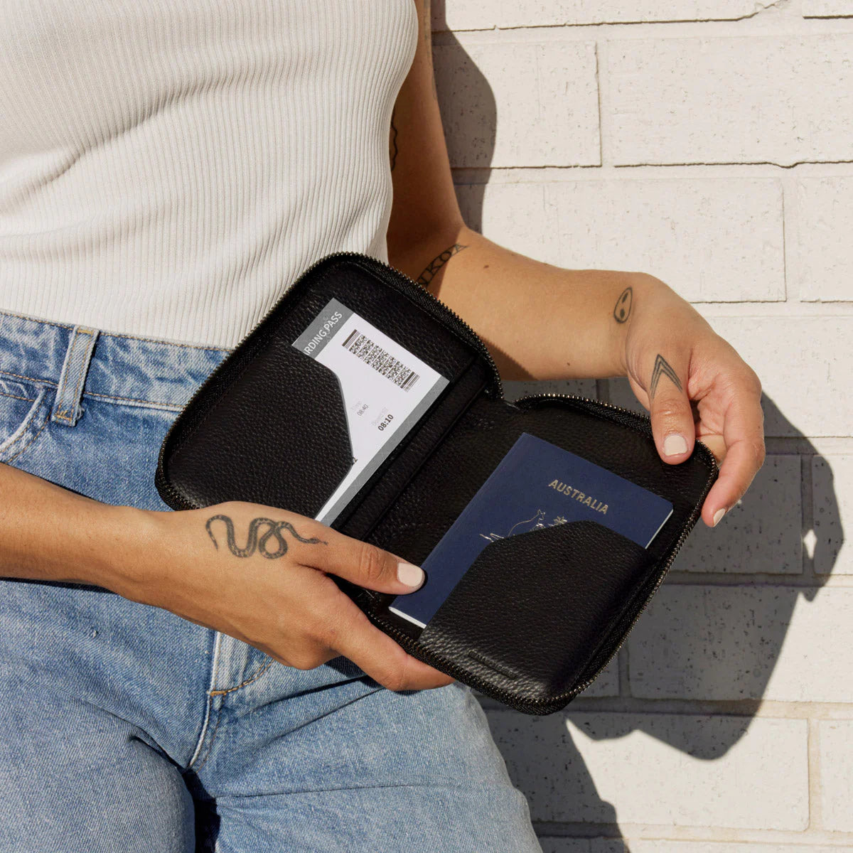 You know you're a real life grown up if you have a travel wallet. The 'Nowhere To Be Found' travel wallet is made of super soft shrunken pebble leather and designed to carry all your travel essentials yet still fit in your back pocket.