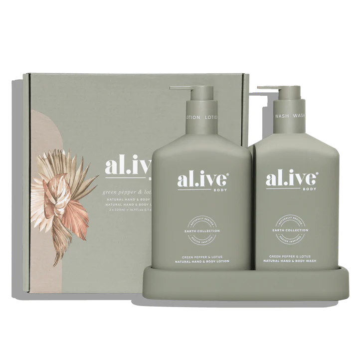 Body Wash & Lotion Duo + Tray - Green Pepper & Lotus