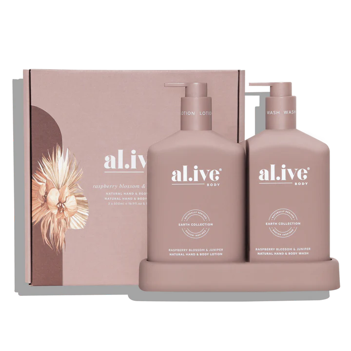 Body Wash & Lotion Duo + Tray - Raspberry Blossom & Juniper