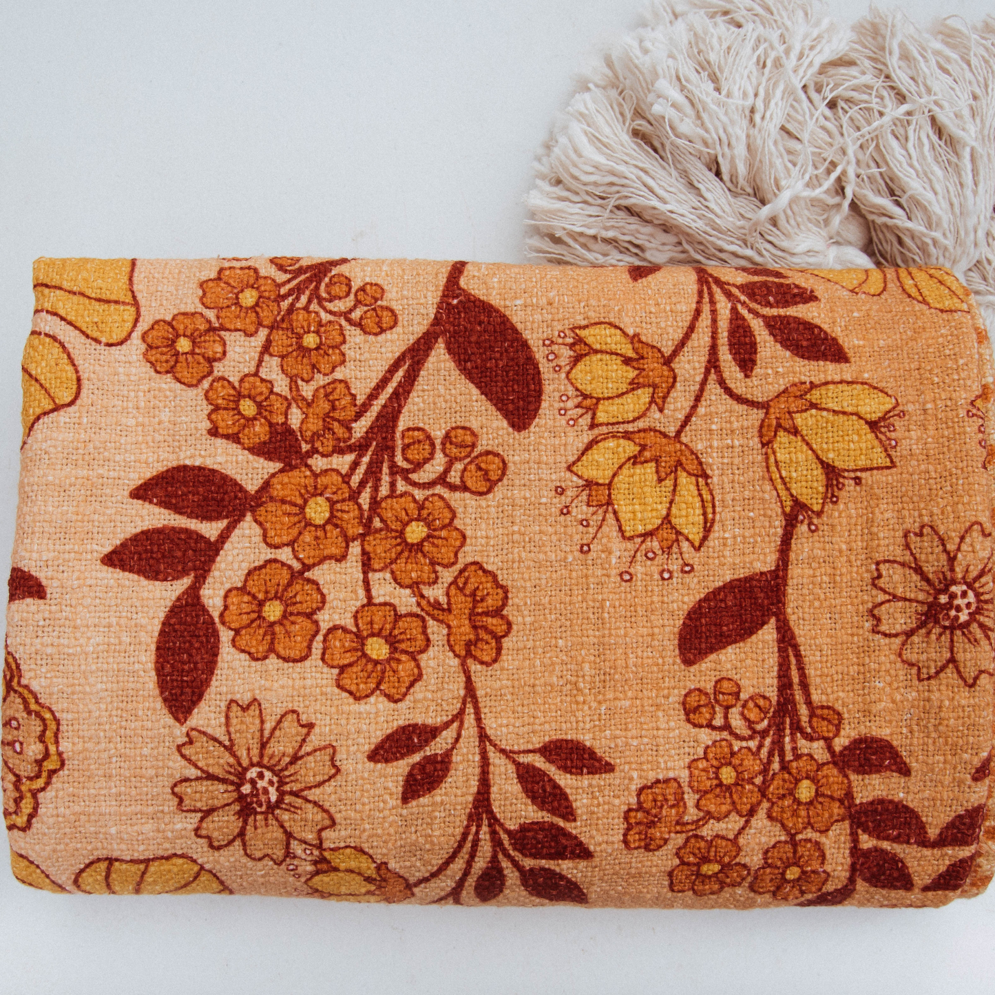 Kailani The Label Enchanted 70s retro mustard throw rug Folded