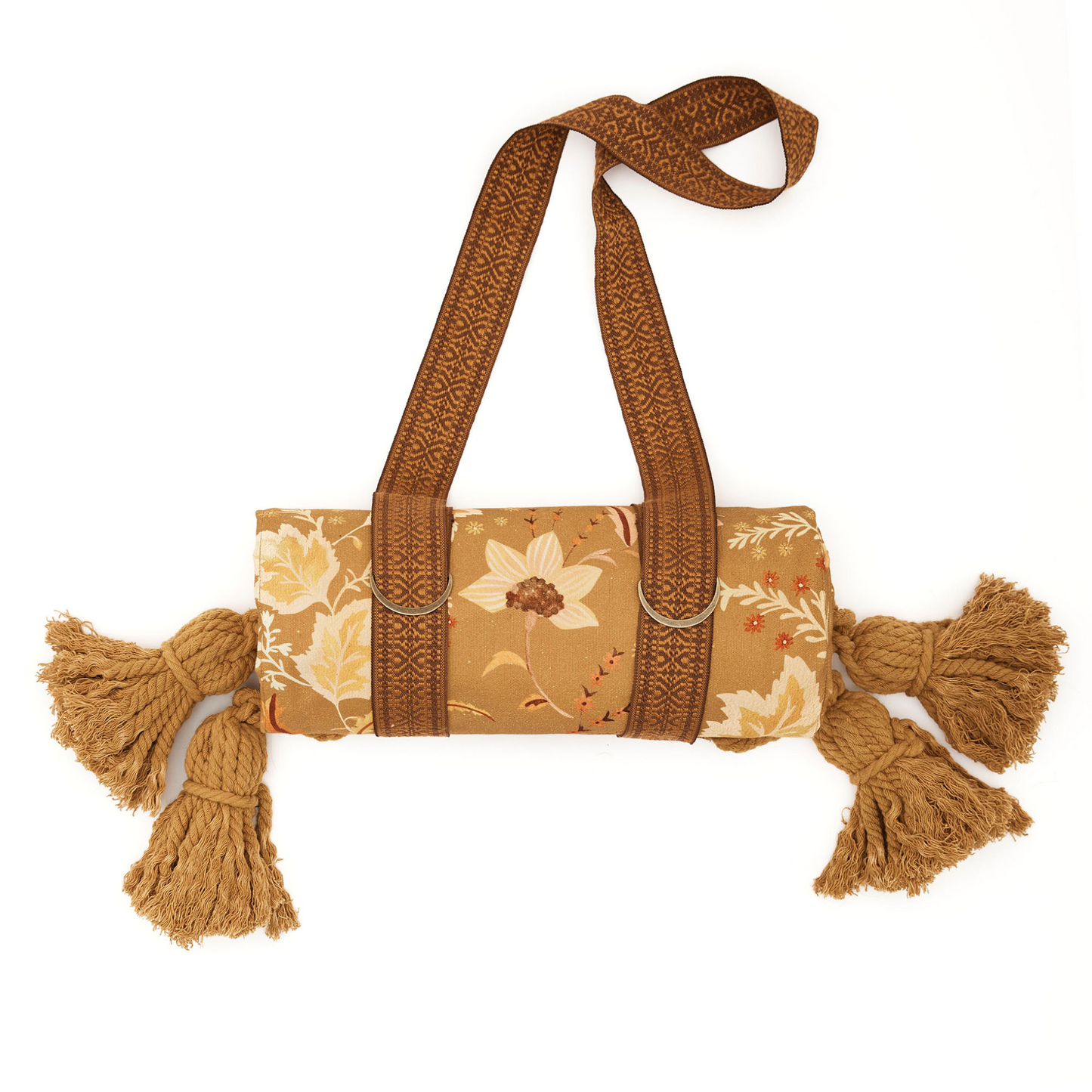 Wandering Folk Golden Folk Picnic Rug Rolled Up