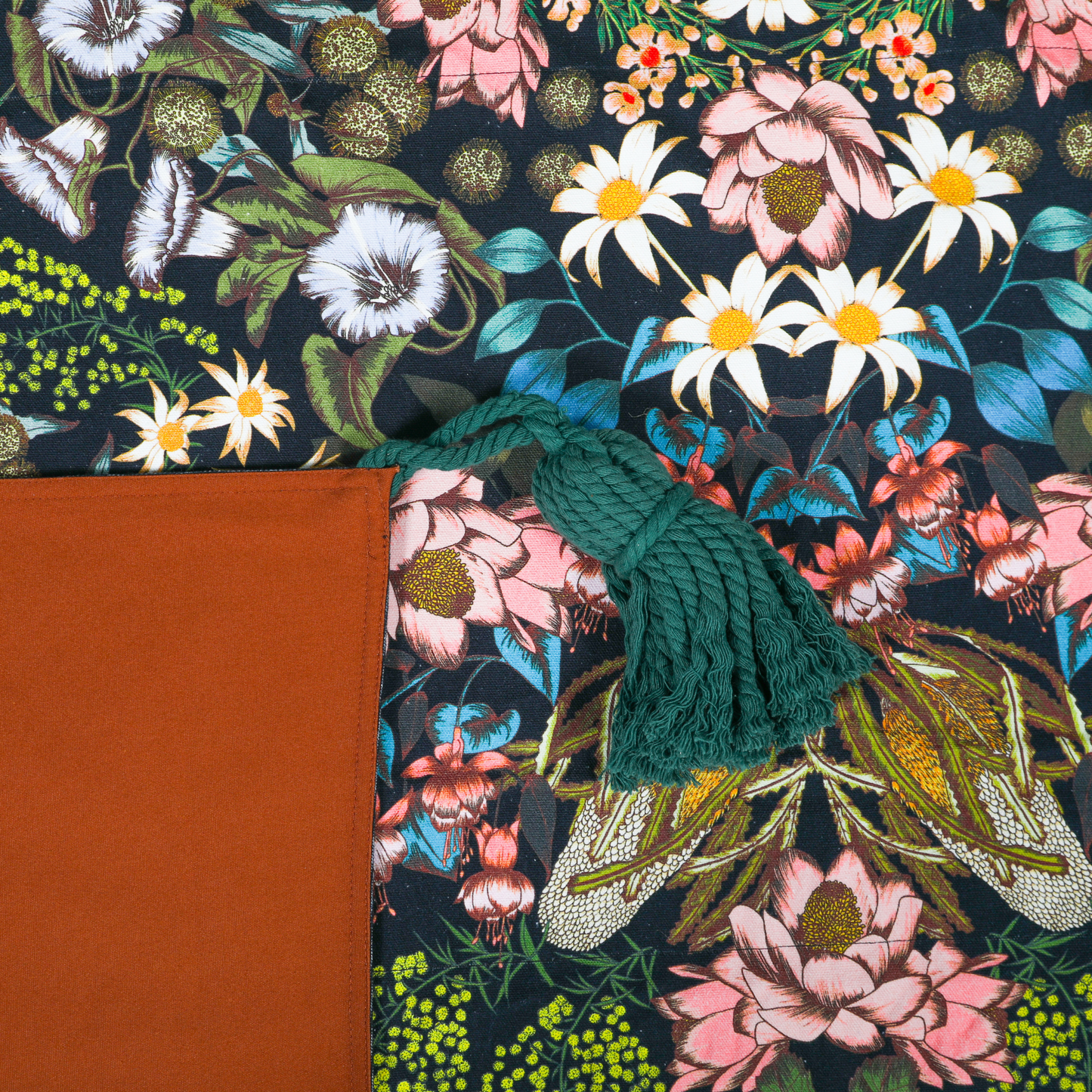 Wandering Folk Native Wildflower Picnic Rug Tassel