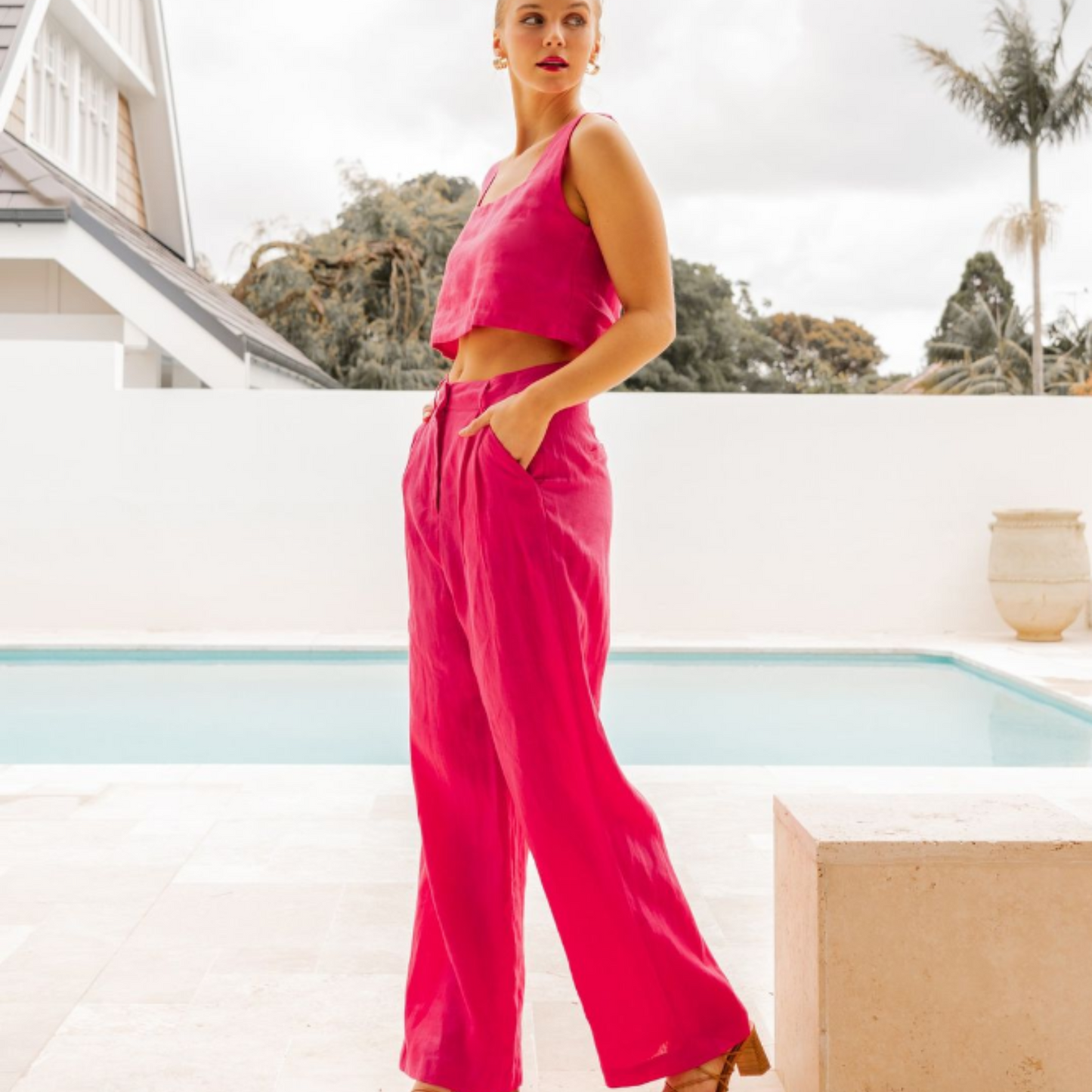 White Closet Castaway Linen Pants - Pink