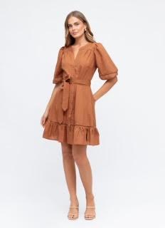 The Poppy Mini Dress by White Closet is a must-have for any fashion-forward individual. This stunning dress comes in a gorgeous rust color with a belt tie detail, adding a touch of elegance to your look. Made with high-quality materials, this dress is perfect for any occasion. Upgrade your wardrobe with the Poppy Mini Dress.