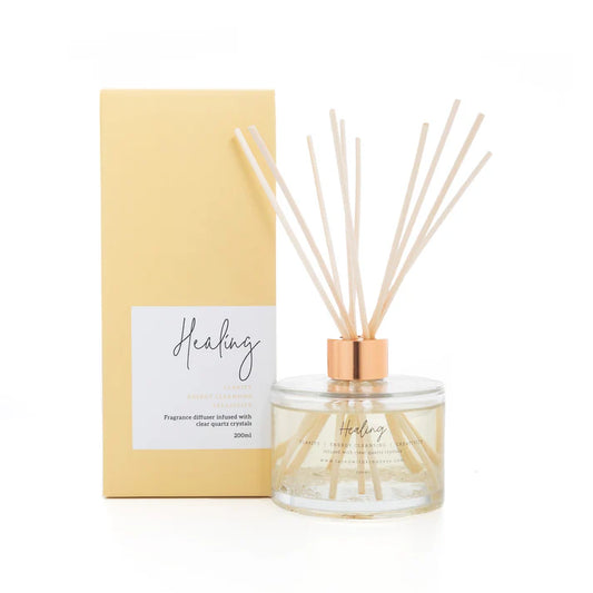 An irresistibly fresh and delicate scent. This refreshing scent is made with Clear Quartz to cleanse any living space and promote a sense of calm.  

Makes for a lovely home interior gift item for yourself.

CLEAR QUARTZ

Clarity | Energy cleansing | Creativity

Citrus, White Floral, Woods, Vanilla, Musk, Patchouli