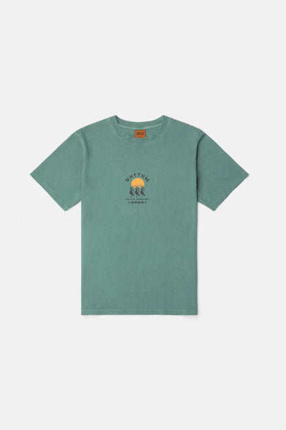 The Natural Vibrations Vintage SS T-Shirt in Vintage Green features screen print artwork, a 1x1 rib knit neck band, and Rhythm’s signature trims. Washed and dyed for a vintage look and feel.
