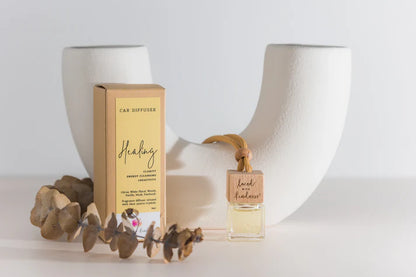 Enjoy&nbsp;your favourite Laced with Kindness candle scents on the go.&nbsp;Freshen up your car, caravan, wardrobe, or favourite space with our&nbsp;car diffuser collection&nbsp;that contains a few of our best selling blends.&nbsp;

Feel fresh, healed, and relaxed on the road wherever you go.&nbsp;

Available in&nbsp;Balance,&nbsp;Healing,&nbsp;Love, and&nbsp;Protection.&nbsp;Each is infused with crystals for extra healing properties.&nbsp;

Size:&nbsp;4.5cm x 2cm x 2cm