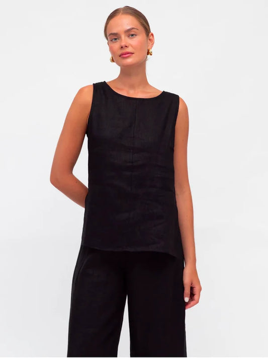 Stay cool and chic in this sleeveless tank. With a crew neckline, zipper in the back, and side splits, it's as functional as it is stylish. And did we mention it's made of luxurious linen fabric? You'll look and feel your best in the Linen Luxe Tank - Black