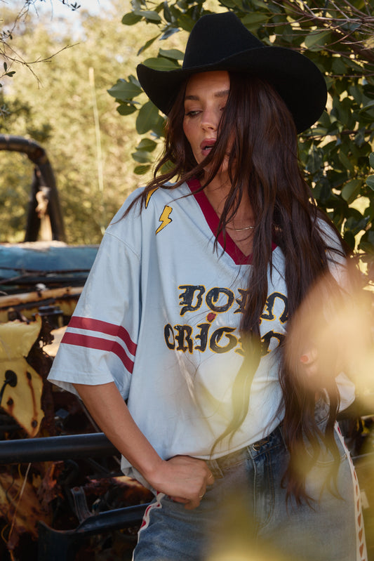 THE BORN ORIGINAL TEE- SKY & MAROON