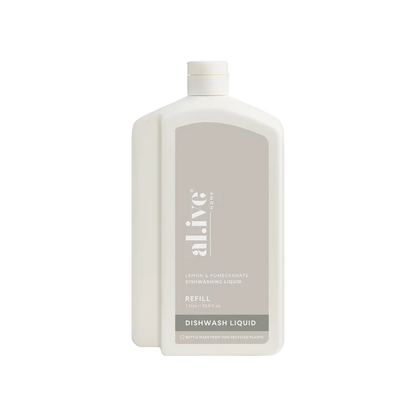 Refill your Lemon &amp; Pomegranate Dish Wash bottle with our 1 L Dish Wash Refill. This sustainable refill solution is designed to reduce waste and offer a practical, eco-friendly way to top up your favourite al.ive body essential.


