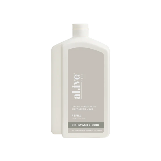 Refill your Lemon &amp; Pomegranate Dish Wash bottle with our 1 L Dish Wash Refill. This sustainable refill solution is designed to reduce waste and offer a practical, eco-friendly way to top up your favourite al.ive body essential.


