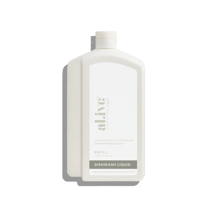 Refill your Lemon Myrtle &amp; Honeydew Dish Wash bottle with our 1 L Dish Wash Refill. This sustainable refill solution is designed to reduce waste and offer a practical, eco-friendly way to top up your favourite al.ive body essential.
