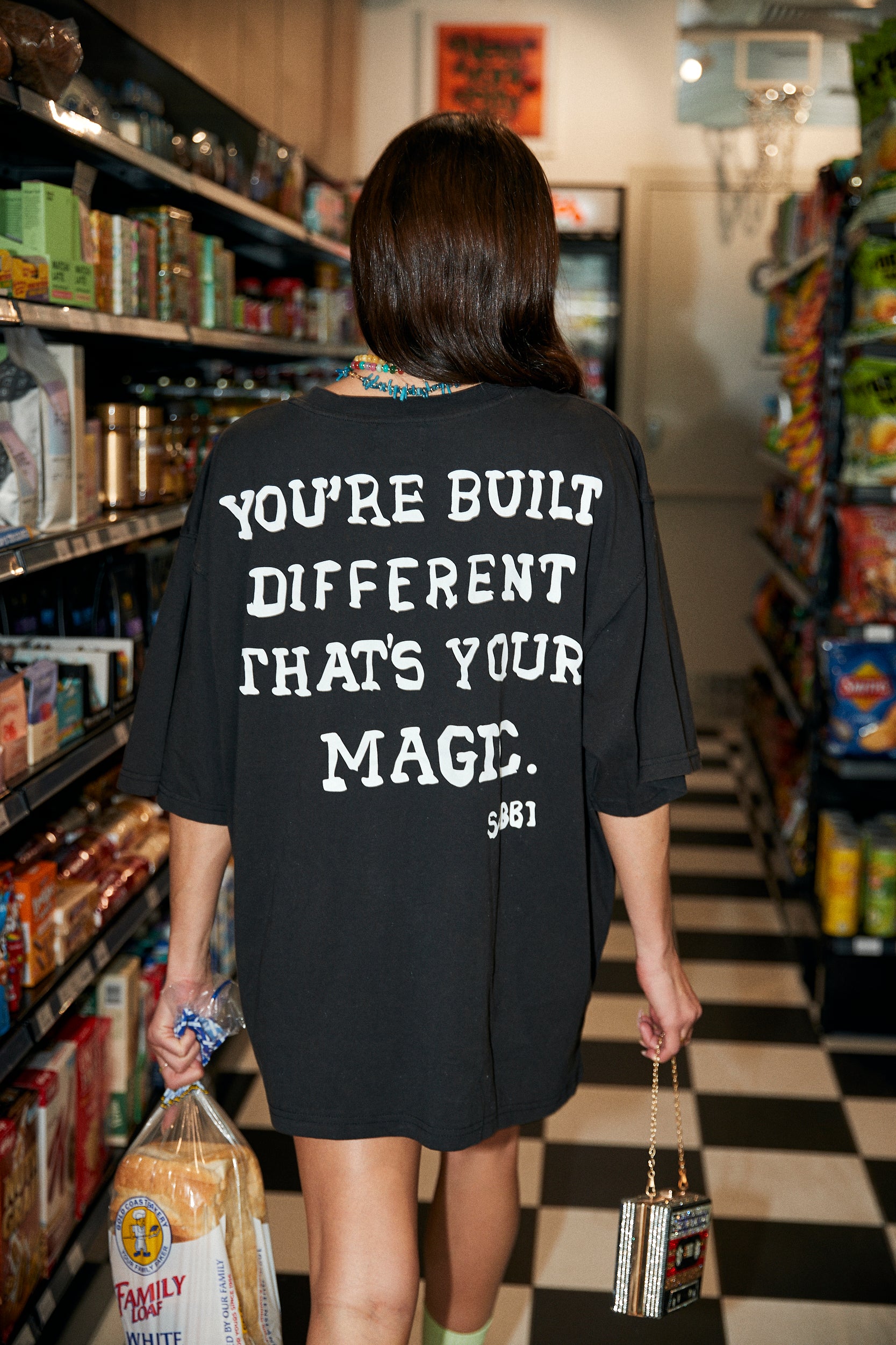 Effortless confidence. Bold statement.
The Very Oversized Self Love Club Tee in Black is cut from premium soft cotton jersey, washed for a perfectly worn-in feel. Designed in an exaggerated, relaxed silhouette for ultimate comfort and style.
Featuring a collegiate-inspired “SELF LOVE CLUB” front graphic and an empowering back print that reads: “YOU HEALED YOUR WOUNDS INSTEAD OF SPREADING PAIN. NOW THAT’S BAD ASS.” A feel-good essential that combines comfort with unapologetic self-expression.
